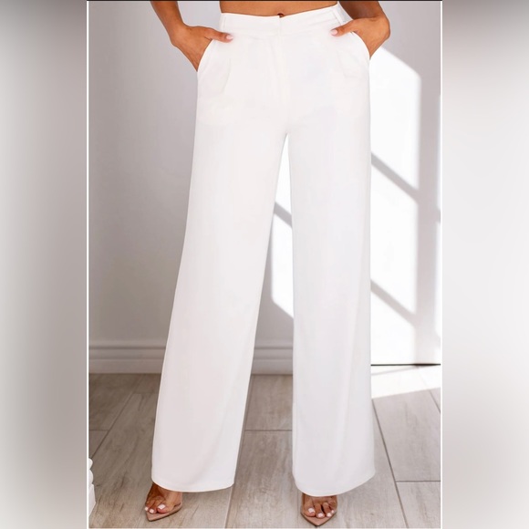 WHITE HIGH RISE PANTS - Picture 2 of 4